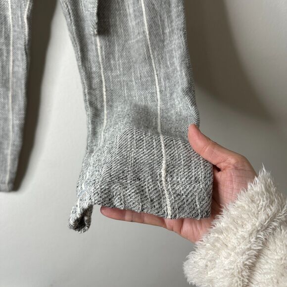 Free People Casual Cream & Black Tweed Stripe Crop Trouser Pants Tie Belt 2 - Picture 6 of 12